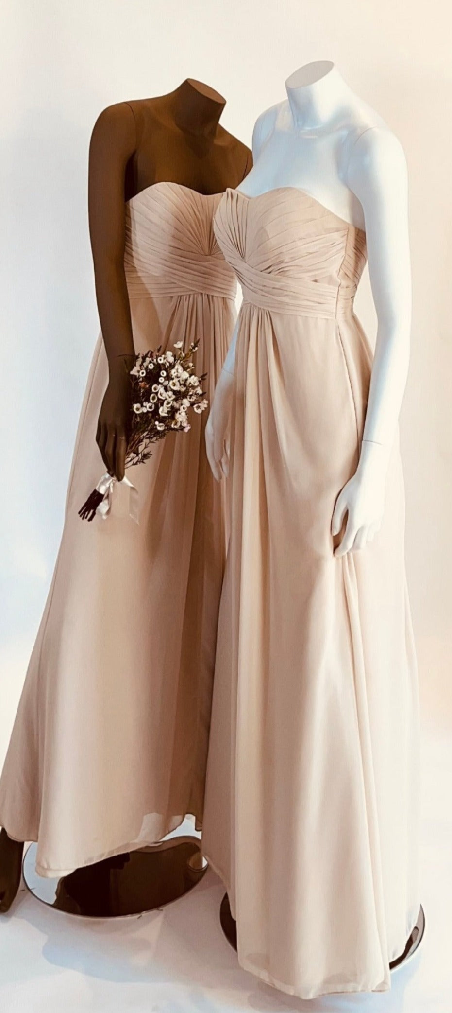 Oleg Cassini Cream Strapless Long Dress with Gathered Bodice  Faveur