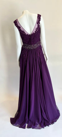 Moncheriemontage V-neck Purple Beaded Long Dress