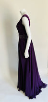 Moncheriemontage V-neck Purple Beaded Long Dress