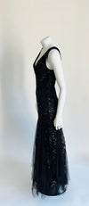 EVERPRETTY Black Chiffon Sleeveless Sequined Long Dress