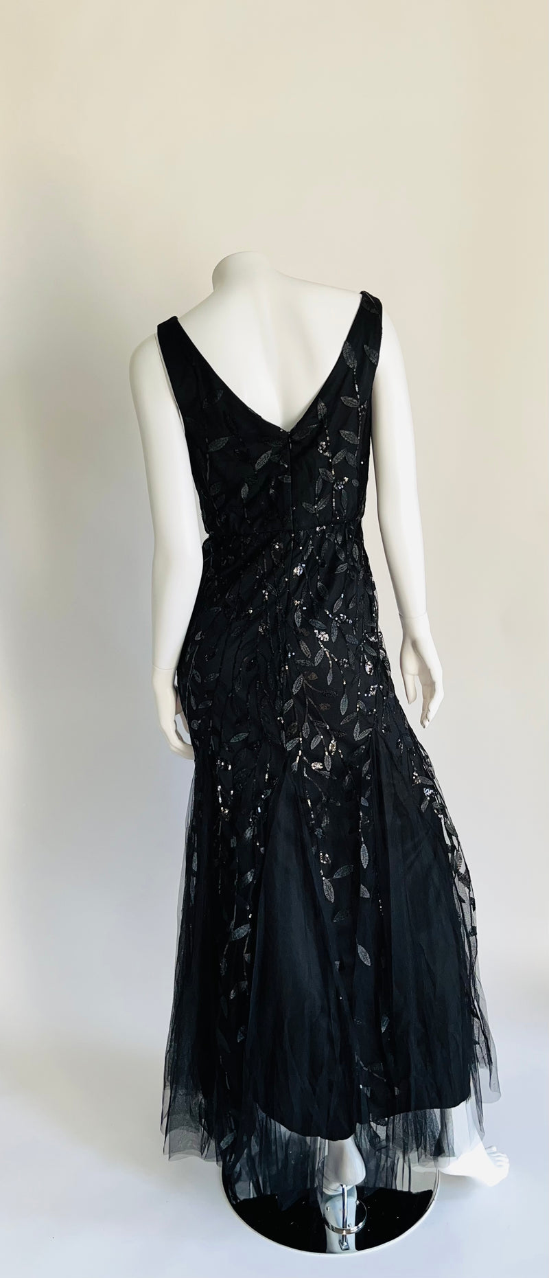 EVERPRETTY Black Chiffon Sleeveless Sequined Long Dress