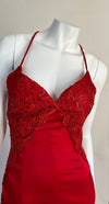 Custom Made Red Fitted Corset Style Long Dress