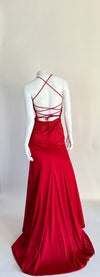 Custom Made Red Fitted Corset Style Long Dress
