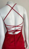 Custom Made Red Fitted Corset Style Long Dress