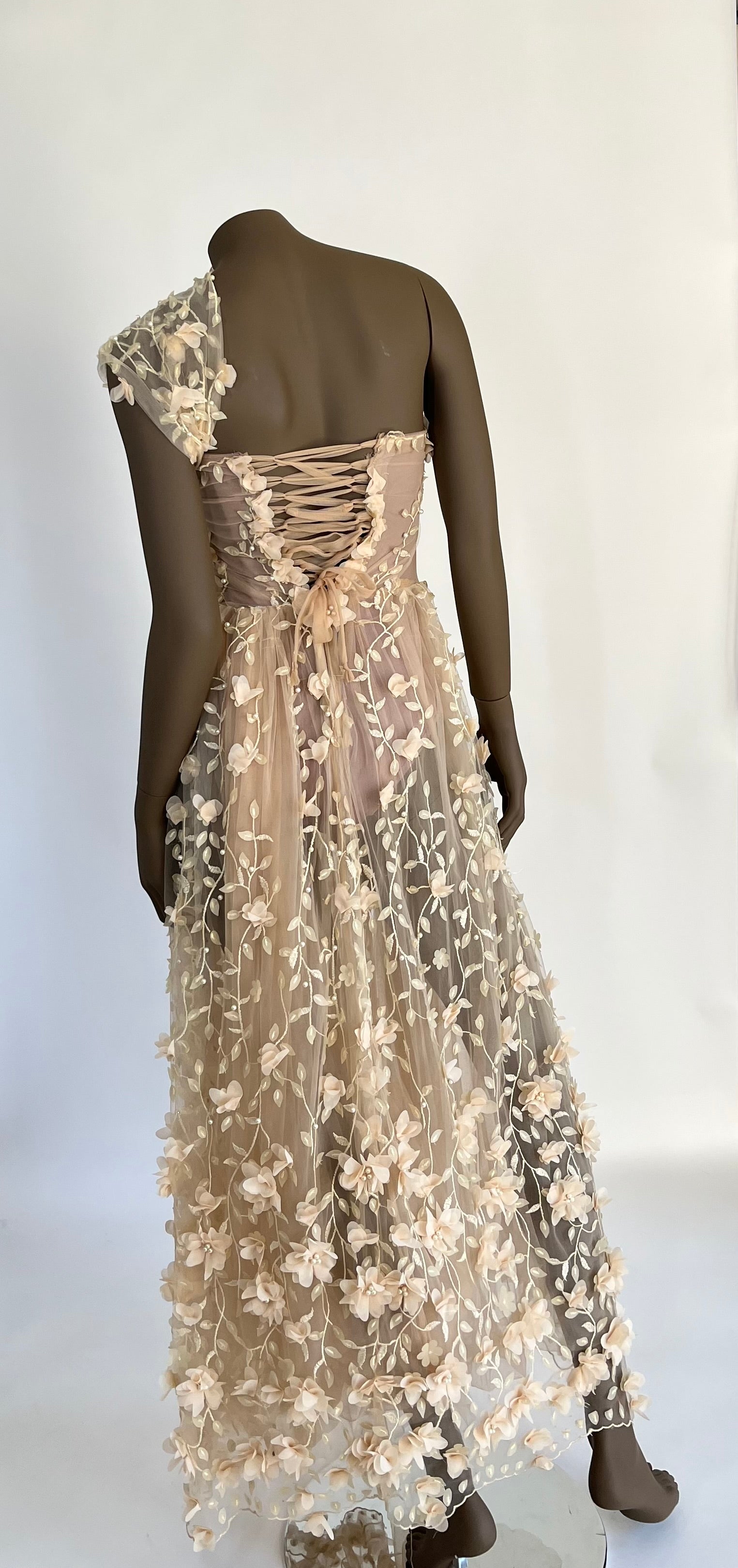 Custom Made Single Shoulder Fitted Long Dress