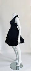 BCBGMAXAZRIA Black Single Shoulder Mini w/ Ruffle Hem