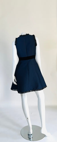 Kate Spade Navy Sleeveless Dress with Ruffle and velvet detail