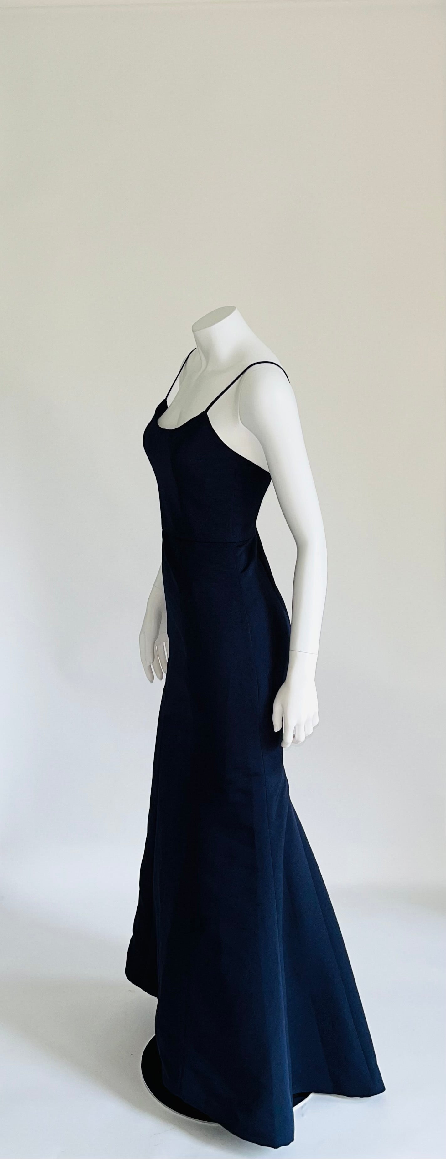 AMSALE Navy Scoop Neck Long Dress