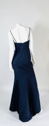AMSALE Navy Scoop Neck Long Dress