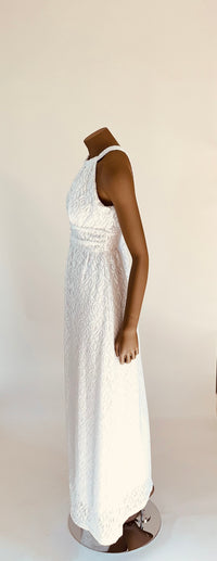Emma & Michele White Halter Long Dress