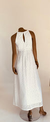 Emma & Michele White Halter Long Dress