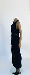 Jo Borkett Black Long Shift Dress with Embroidery