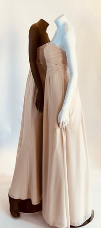 Oleg Cassini Cream Strapless Long Dress with Gathered Bodice