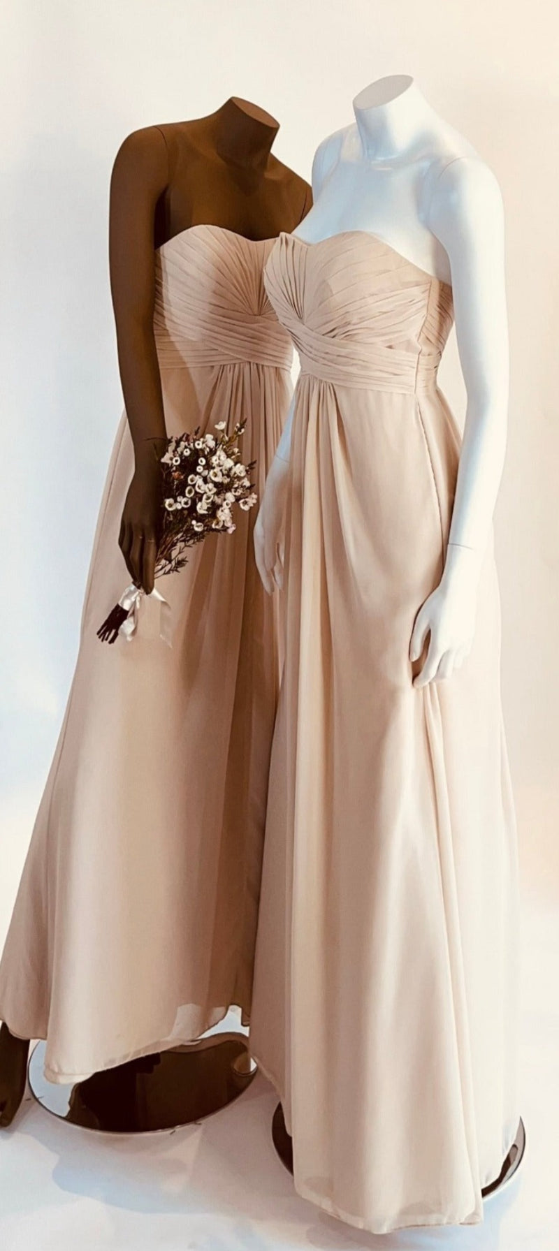 Oleg Cassini Cream Strapless Long Dress with Gathered Bodice