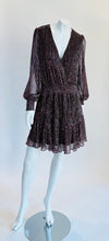 Forever New Purple Shimmer Mini Dress with Long Sheer Sleeves