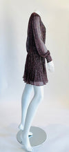 Forever New Purple Shimmer Mini Dress with Long Sheer Sleeves