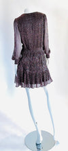 Forever New Purple Shimmer Mini Dress with Long Sheer Sleeves