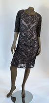 Phase Eight Brown Lace Rucked Knee Length Dress