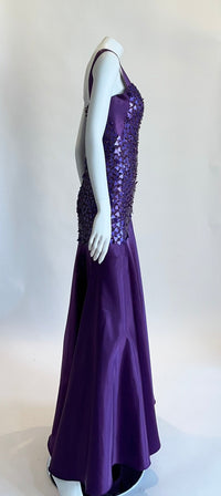 Custom Made Purple Sequined Long Dress