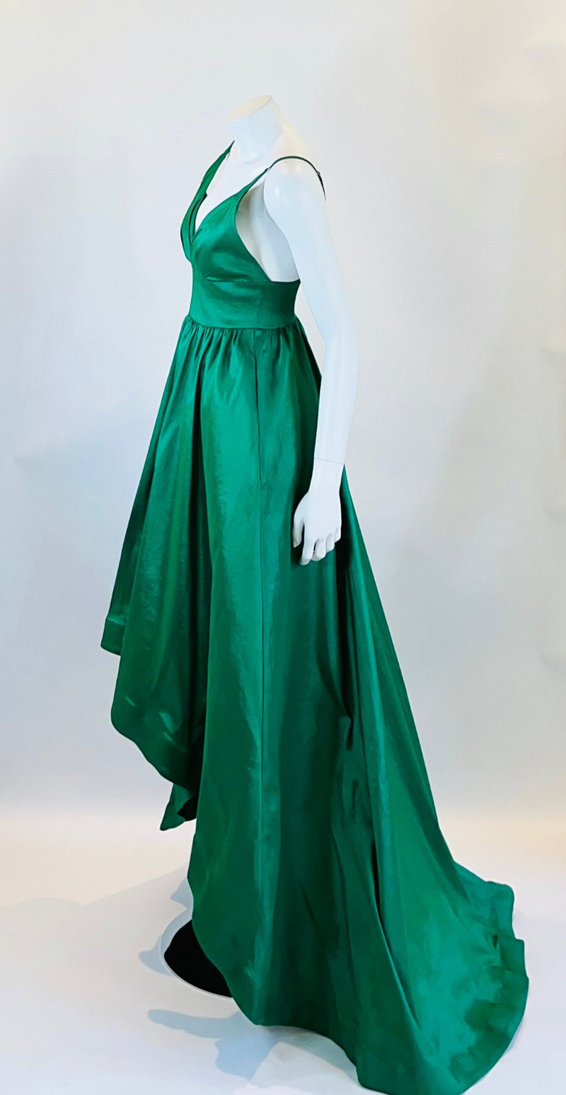 Custom made Emerald Green Taffeta Long Dress - Main Image