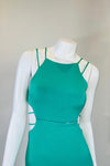 Maxi B Green Long Dress with Crisscross Straps