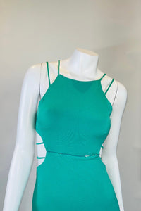 Maxi B Green Long Dress with Crisscross Straps