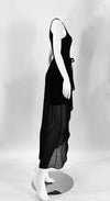 Forever New Black Halter Dress with sheer tapered skirt
