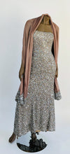 BG Haute Neutral Silk and Silver Sequined Strapless Long Dress