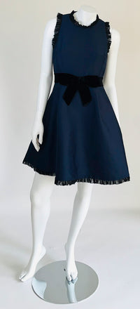 Kate Spade Navy Sleeveless Dress with Ruffle and velvet detail