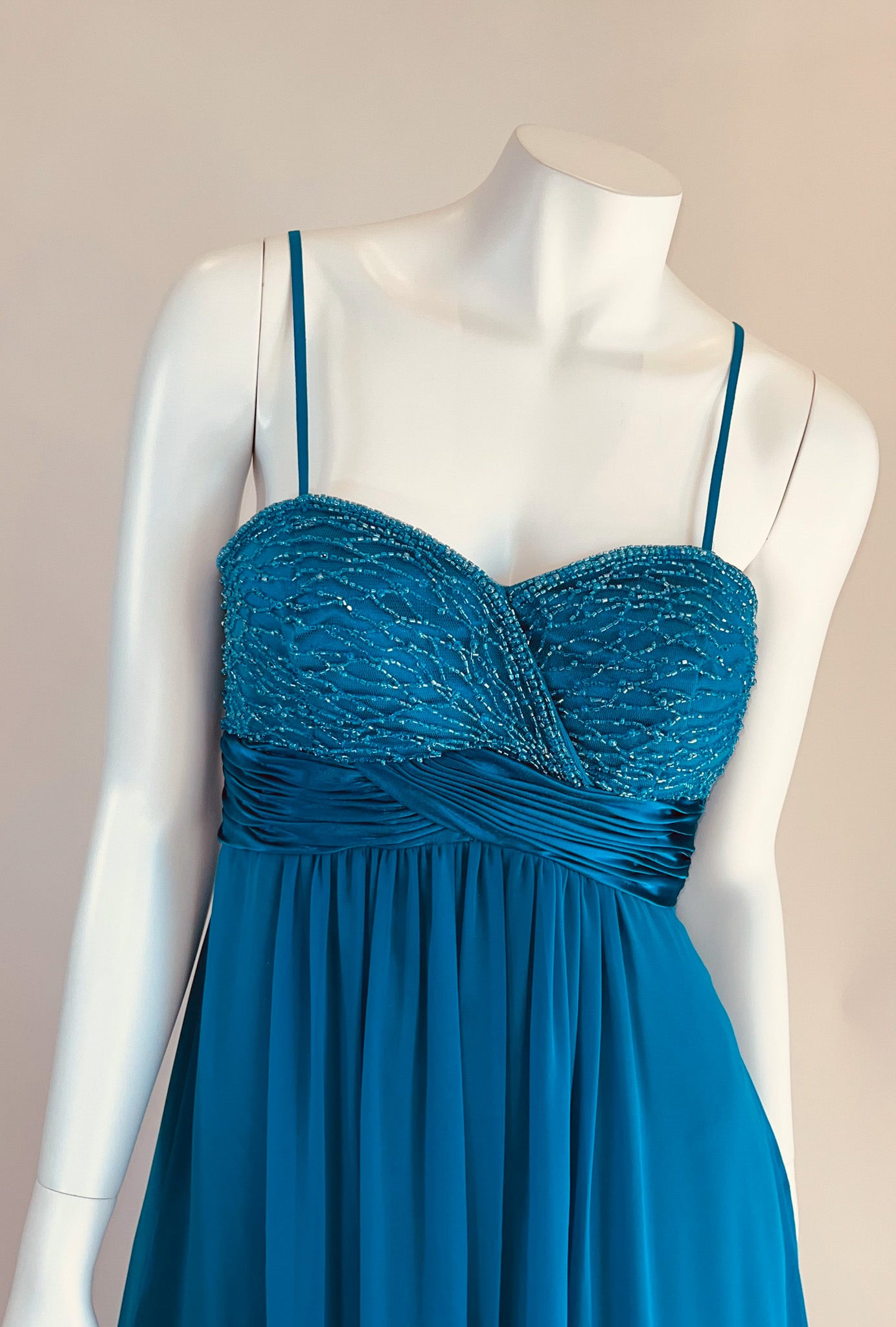 Dave & Johnny Electric Blue Long Dress with Sequined Bodice