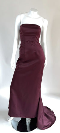 Scene Burgundy Strapless Long Dress with Train