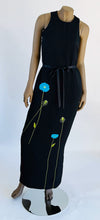Jo Borkett Black Long Shift Dress with Embroidery