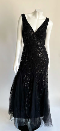 EVERPRETTY Black Chiffon Sleeveless Sequined Long Dress