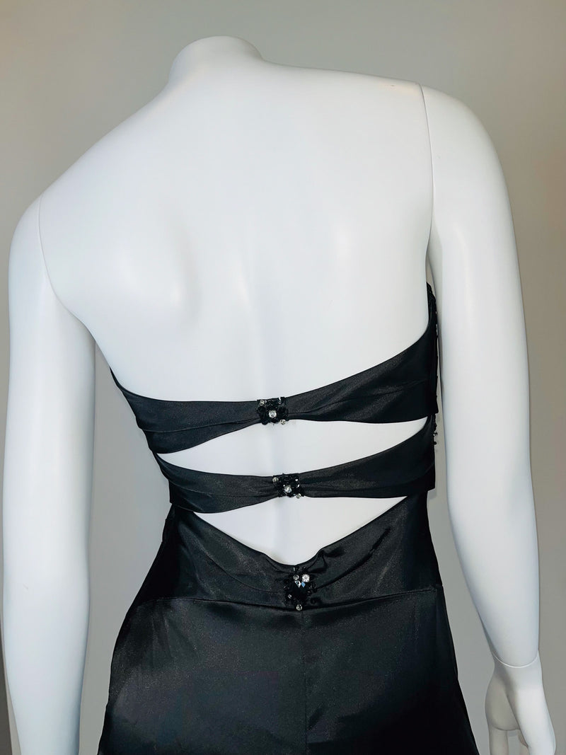Queen B At Honey Black Strapless Long Dress with Train