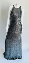 Jenny Yoo Silver Sequined Halter Long Dress