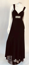 Betsy & Adam Black Fitted Long Dress with Diamante Detail