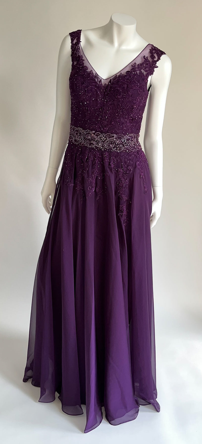 Moncheriemontage V-neck Purple Beaded Long Dress
