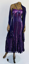 Scala Purple Silk Long Dress with Sequins