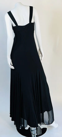 Betsy & Adam Black Fitted Long Dress with Diamante Detail