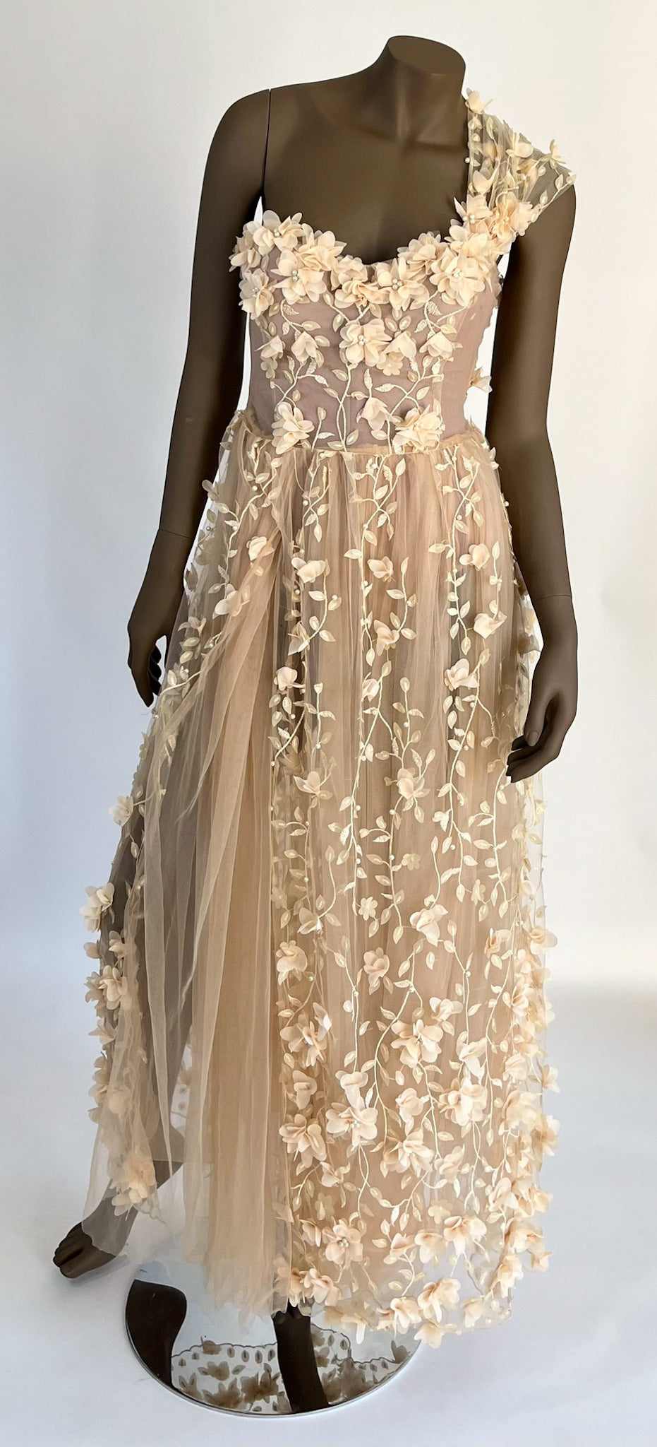 Custom Made Single Shoulder Fitted Long Dress